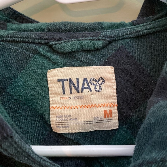 TNA Green and Black Button Down Shirt with Hood - Picture 2 of 13